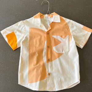 Kids Geometric Orange and White Button Down Shirt